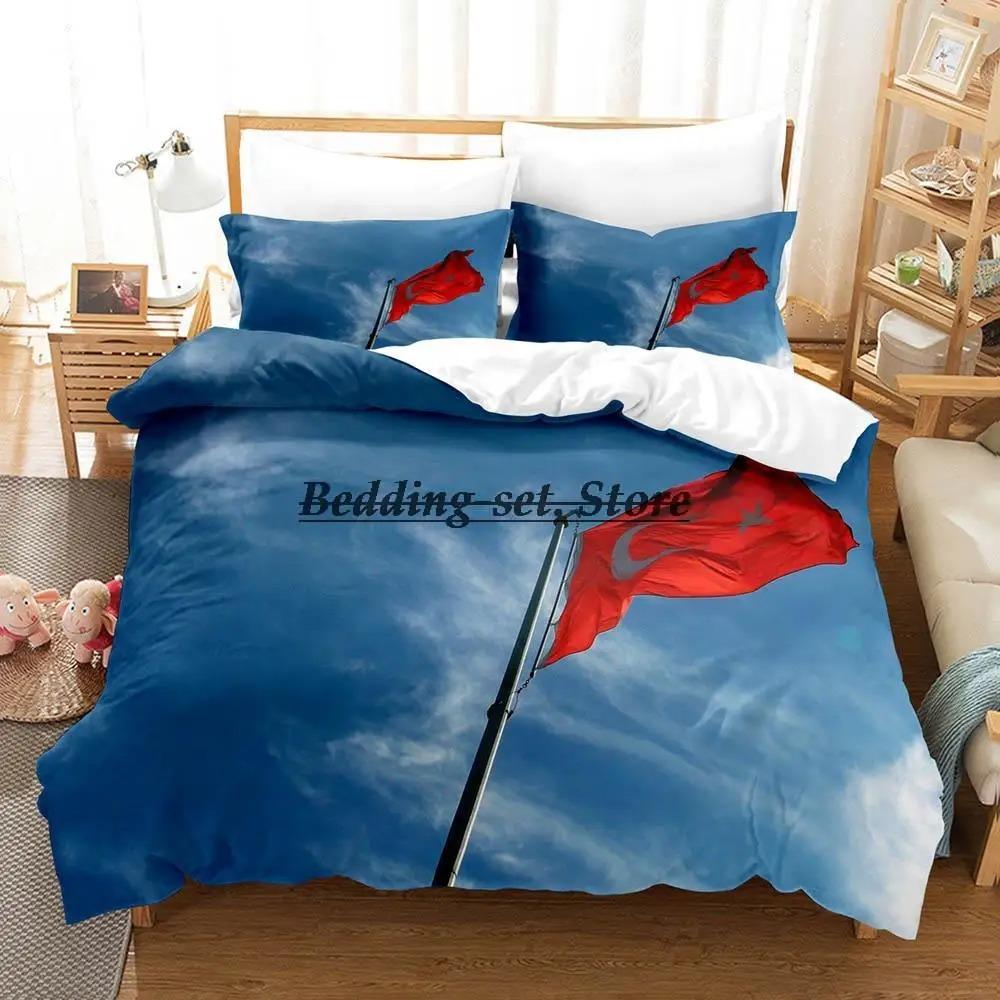 Turkey Flag Bedding Set Single Twin Full Queen King Size Bed Set Aldult Kid Bedroom Duvetcover Sets 3D Print Anime Bed Sheet Set