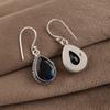 London Blue Topaz Gemstone Silver Jewelry Handmade Earrings 1.5", 925 Sterling Silver Topaz Jewelry AEE-2-14
