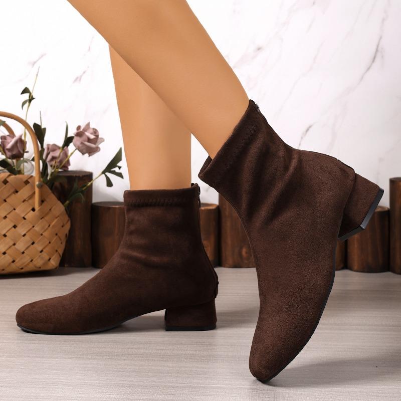 Mid Heels Women Suede Ankle Boots Winter Fashion Chunky Shoes for Woman 2025 New Elegant Shoes Snow Chelsea Short Boots De Mujer