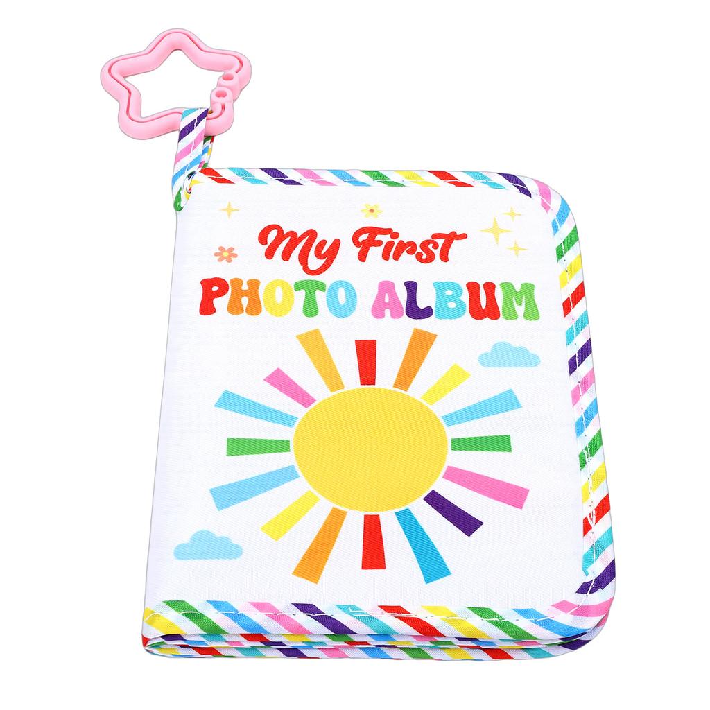 My First Photo Album Soft Toddlers Family Photo Book with Safe Mirror Holds 17 Pictures for Newborn Toddler