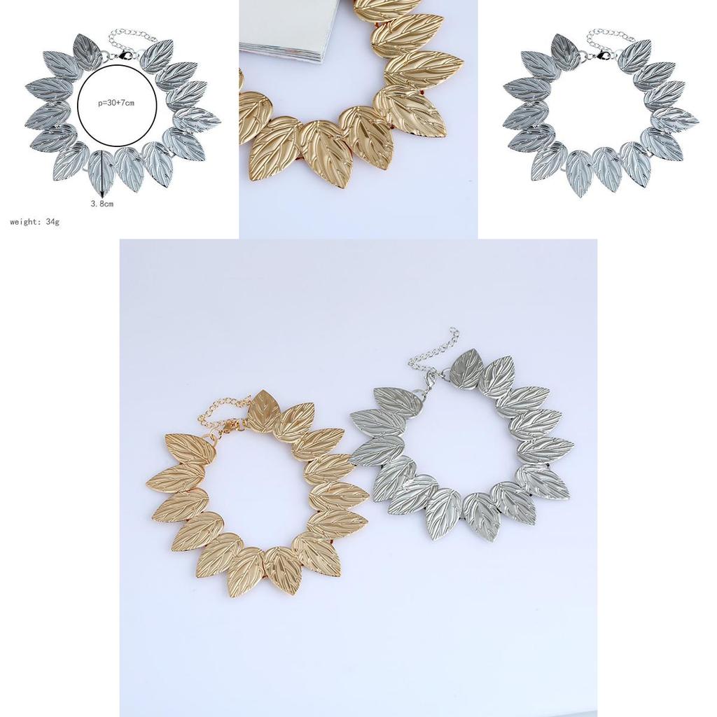 Colier Punk cu Frunză Metalică cu Lanț Ondulat Pentru Fashioniste și Cadou