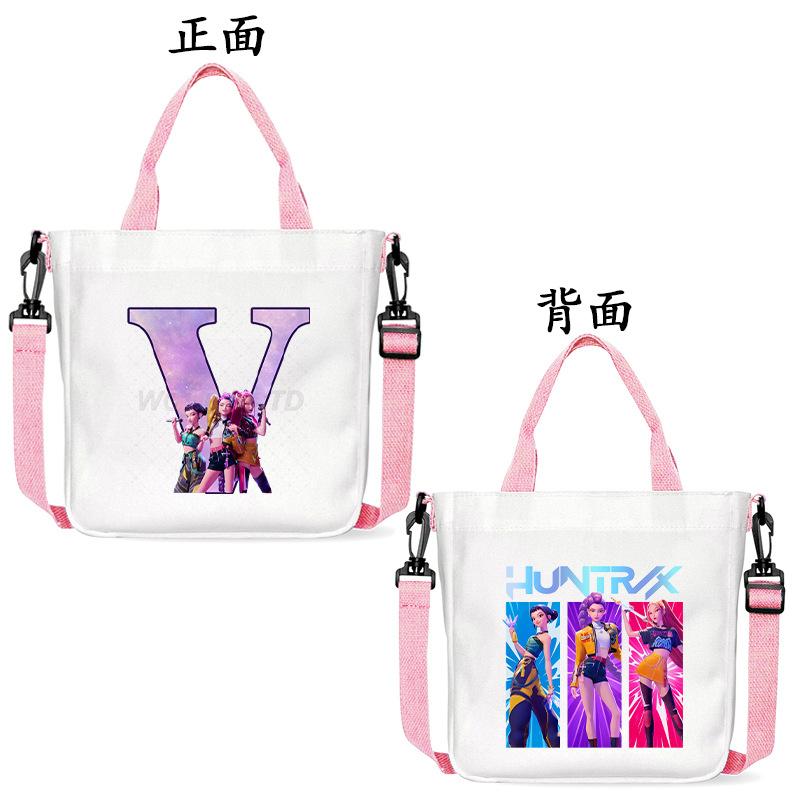Anime Cartoon Letter Shoulder Bag Versatile Commuter Handbag Large Capacity Student Canvas Bag
