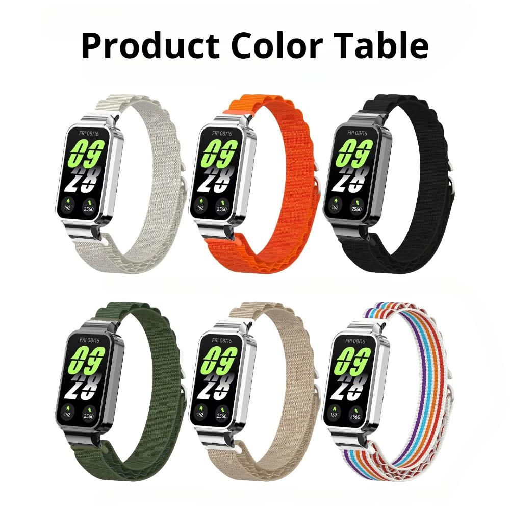 2in1 Set Nylon Loop Strap and Metal Watch Case Suit For Redmi Watch Band3 Band2/Xiaomi Mi band 9 Active/8 Active Alpine Loop Wave Strap and Watch Case