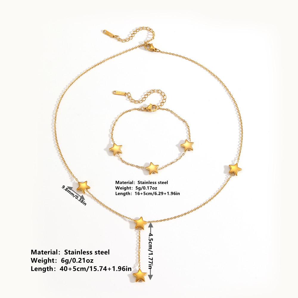 European Trendy Stainless Steel Star Tassel Pendant Set