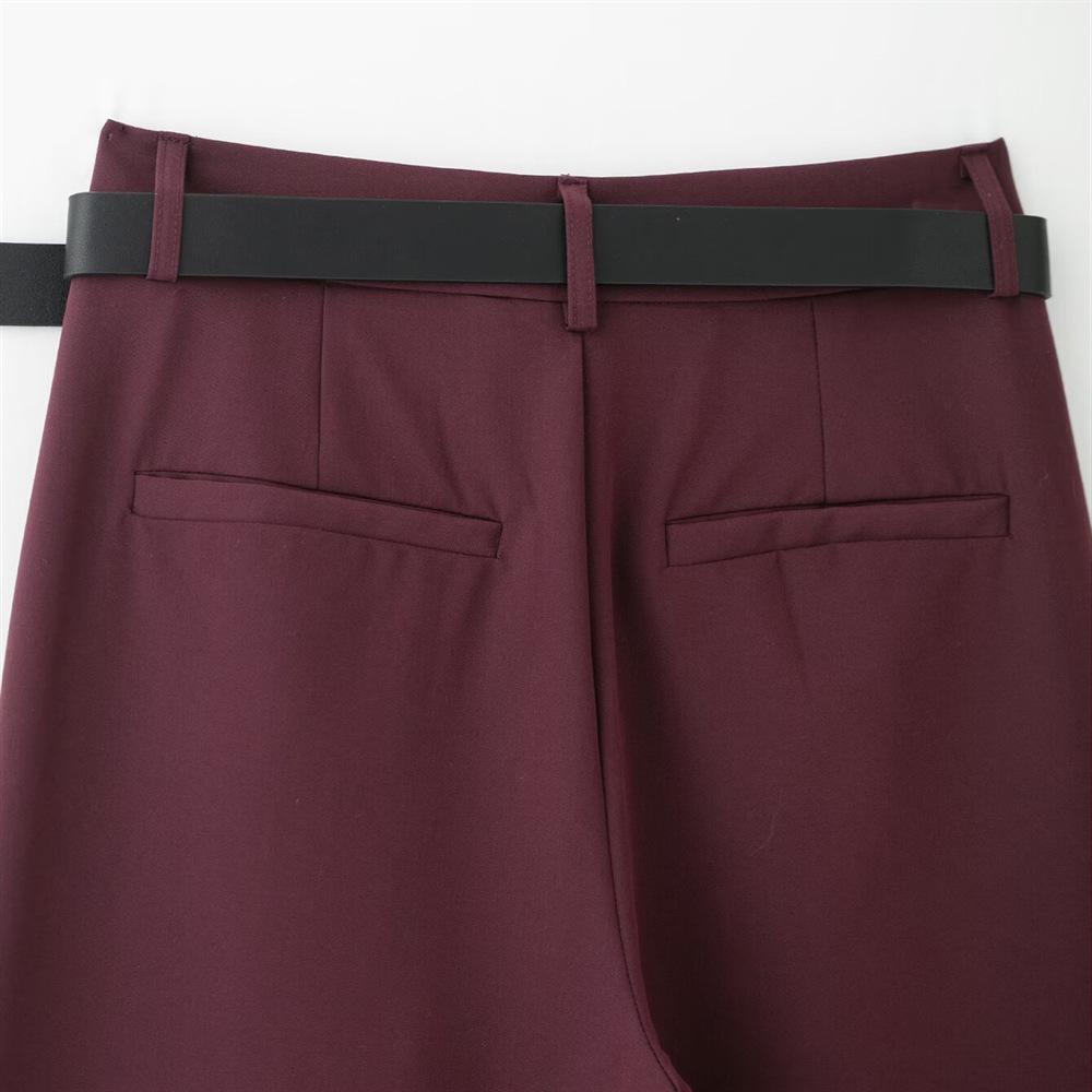 Spring 2025 Women's Wide-Leg Pleated Pants with Belt Decor