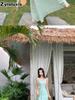 Summer New French Fresh Sweet Strappy Dress for Women Beach Vacation Outfit High Waist Midi Skirt