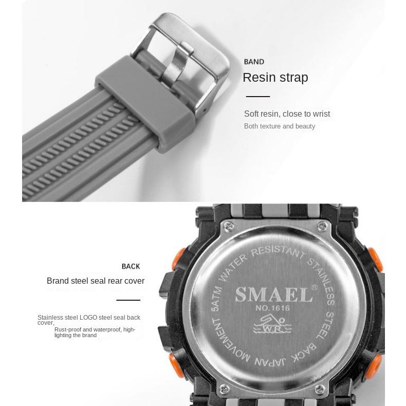 SMAEL Multi-functional Sports Watch Men's Waterproof Glow-in-the-dark Fashion Trend Electronic Watch