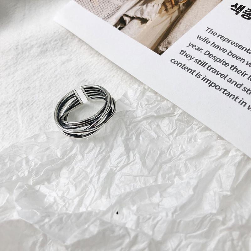 Stylish Korean 925 Silver Cross Twisted X Ring For Women Adjustable Fashion Accessory