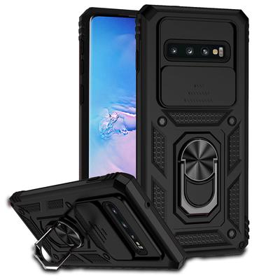 For Samsung Galaxy S10 Plus Case Anti-Scratch Anti-Fingerprint S10 Plus Ring Bracket Push Pull Camera Protective Shock Case
