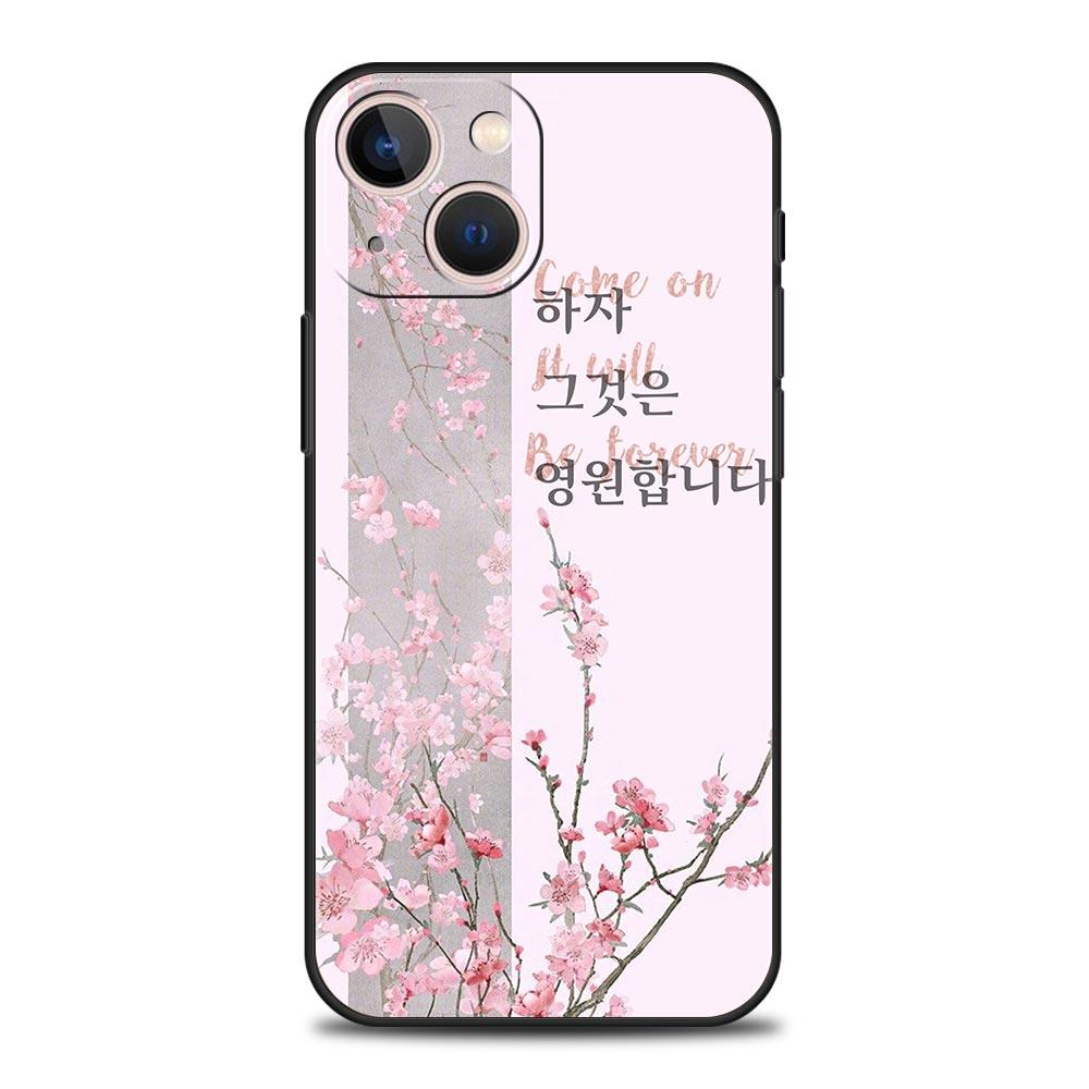 Korean Letter Phone Case For iPhone 17 16E 15 16 14 13 12 11 Pro Max 7 8 Plus Soft TPU Back Cover