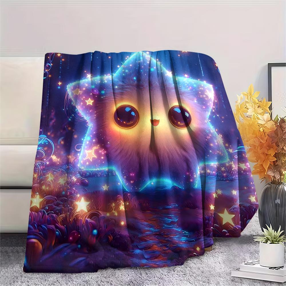 Mermaid and Stars Print Flannel Blanket,High Quality Comfortable for All Seasons,Home Decor,Warmth and Comfort,Perfect for Christmas Gifts