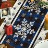 Artoid Mode Buffalo Plaid Snowflakes Christmas Table Runner, Seasonal Winter Kitchen Dining Table Decoration for Home Party Decor 13x72 Inch