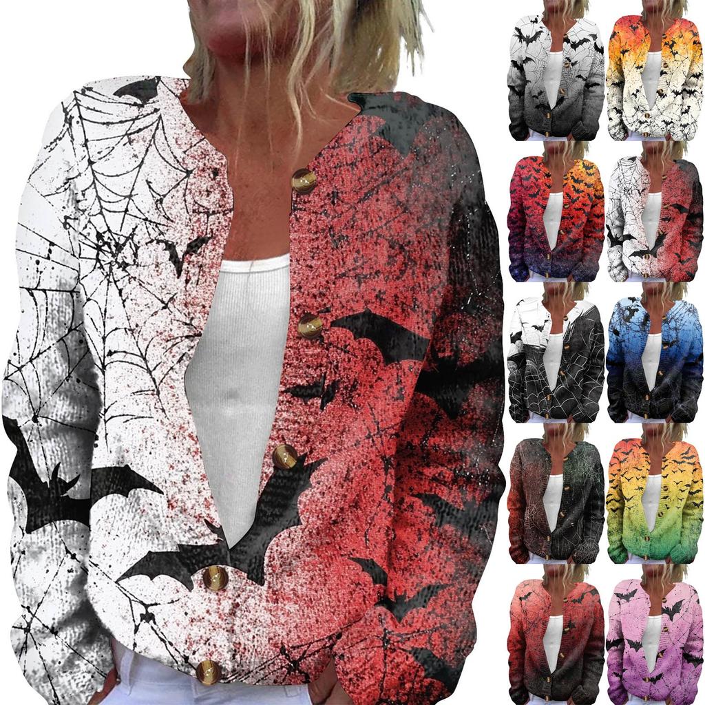 Dámská módní pletená svetrová bunda s dlouhým rukávem a zapínáním na knoflíky