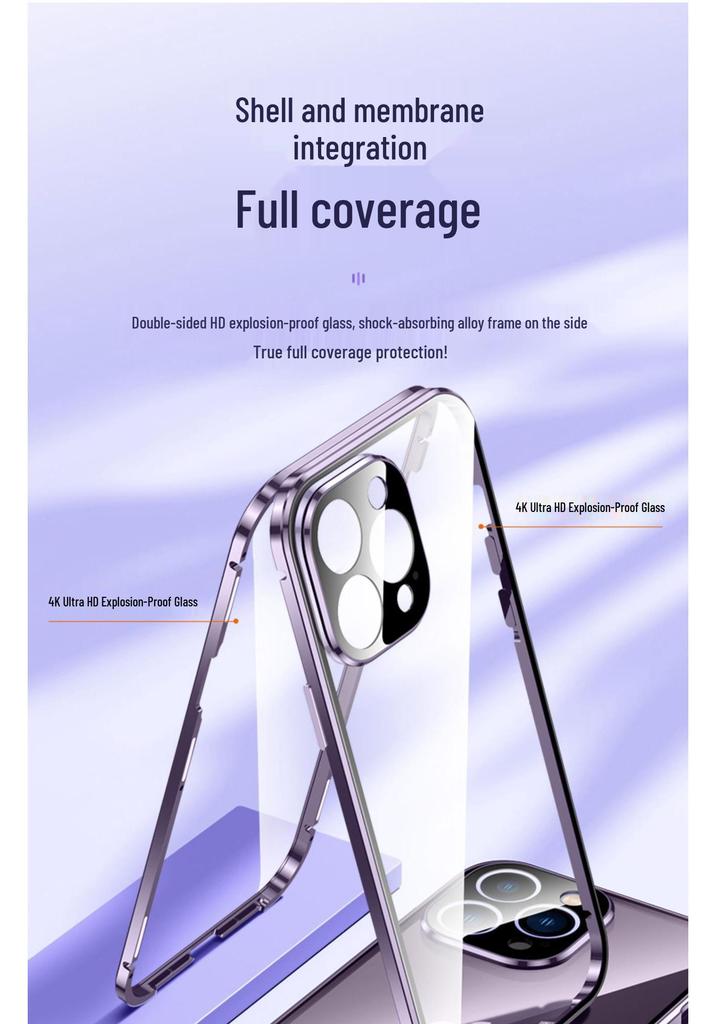 Coque Magnétique Double Face Apple 17 Pro Max avec Couverture Complète des Objectifs pour iPhone 16/13