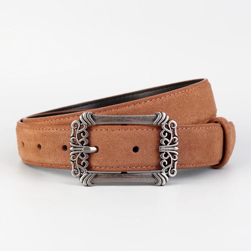 Leather Belt For Women Vintage Punk Style With Zinc Alloy Buckle For Casual Wear