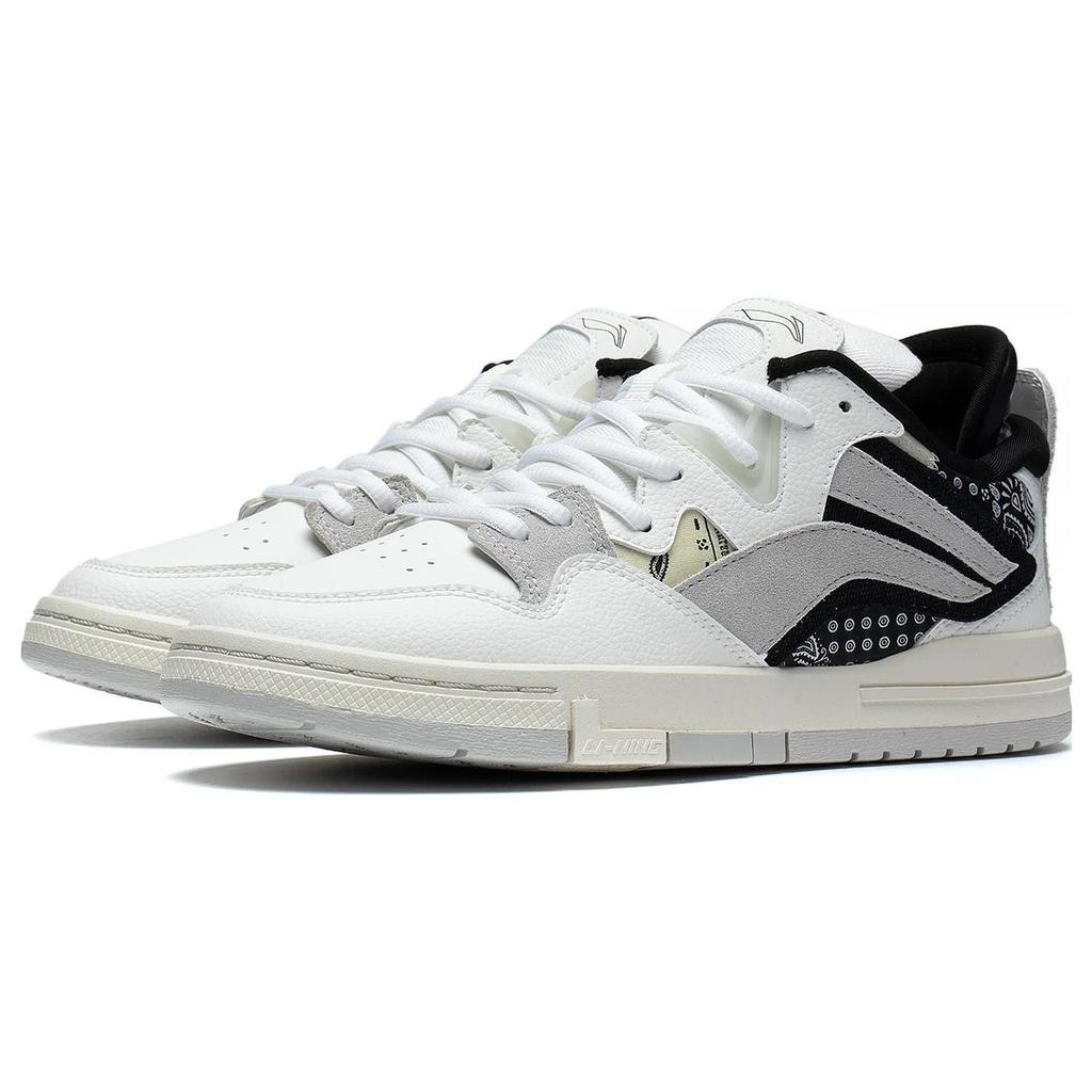 New LiNing Wave Pro Anti Slip Wear Resistant Low Top Skateboard Shoes Women's White Gray Black AECT010-3