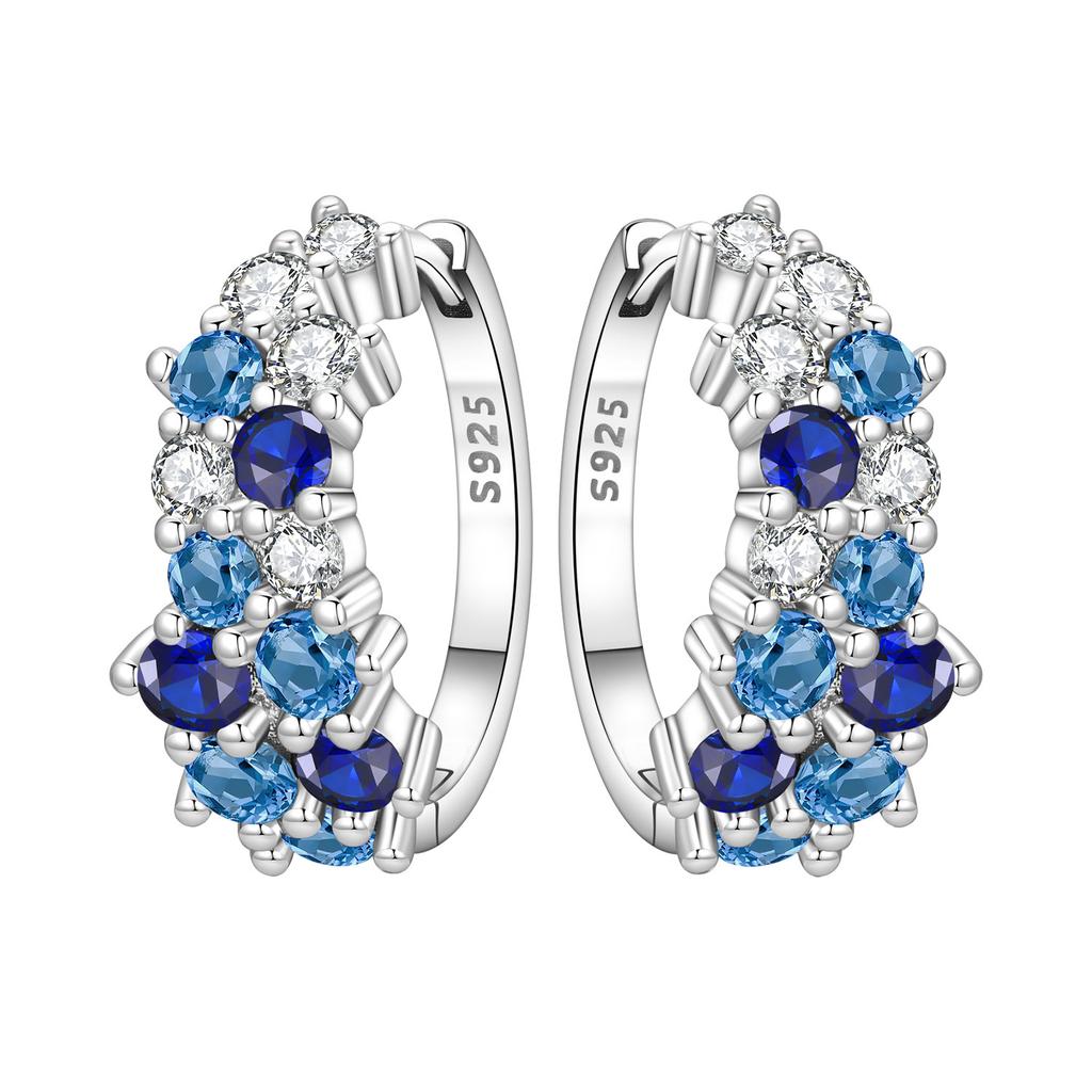 Orstarry 925 Silber Blauer Zirkon Sternenhimmel Ohrring Original Schmuck Creolen Damen Schmuck Party Trendige Geschenke