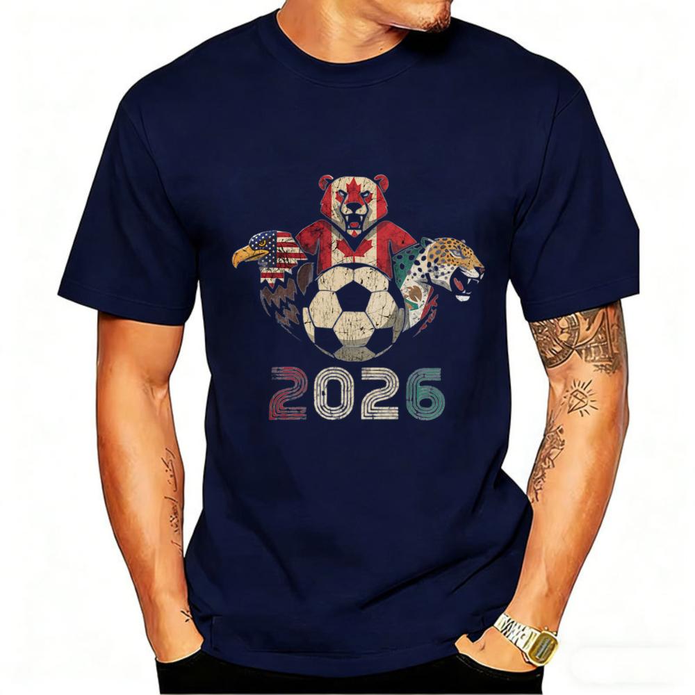 2026 USA Kanada Mexiko Fußball T-Shirt Schwarzer Adler Bär Jaguar Grafik-T-Shirt Perfektes Geschenk für Nordamerikanische Fußballfans
