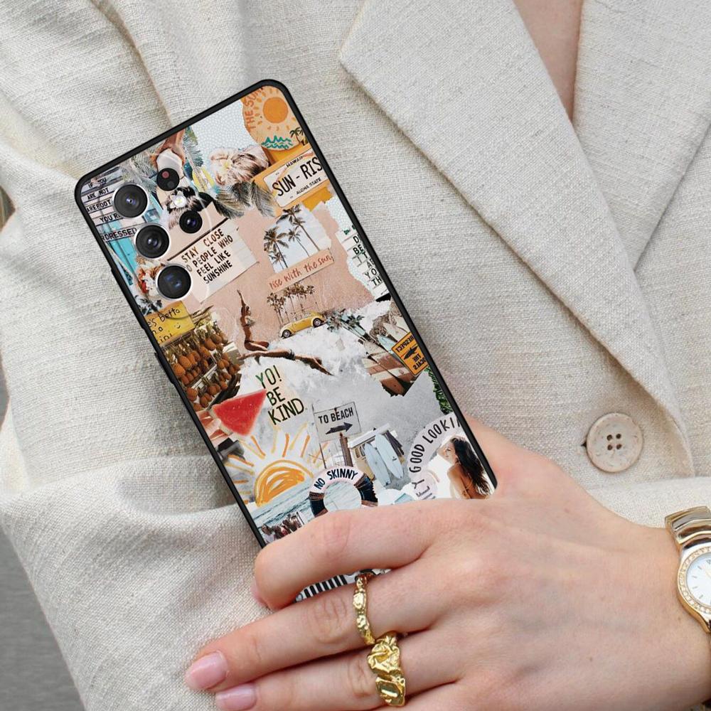 Surf Beachy Blue Summer Collage Cell Phone Case for Samsung Galaxy S26 Ultra S25 S24 S23 S22 S21 S20 Note10 Cover