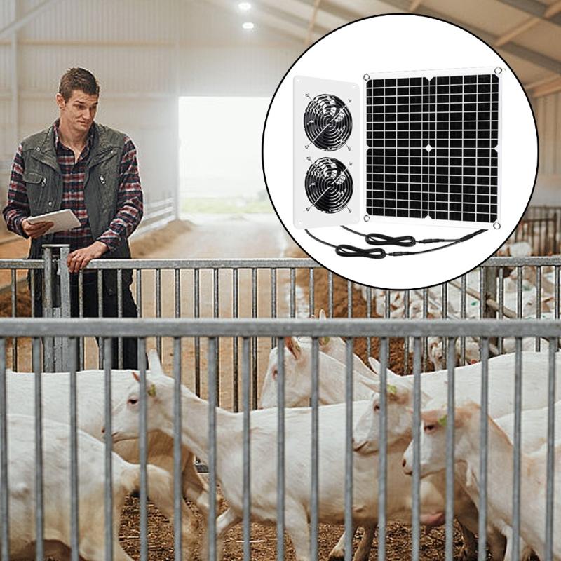 25W 12V Monocrystalline Solar Panel With Double Cooling Fan For Efficient Energies Conversion And Plastic Construction