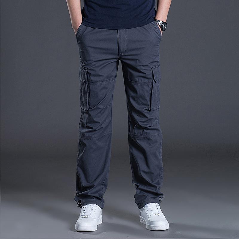 Men's Spring/Summer Trendy Casual Cargo Pants - Thick, Loose, Plus Size, Straight Leg, Multi-Pocket.