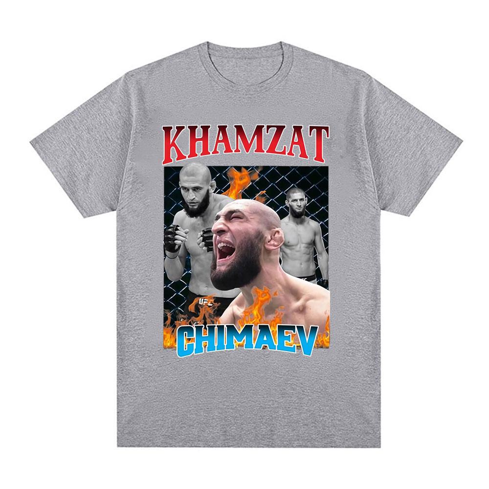 Khamzat Chimaev Retro Graphic T Shirt Unisexs Clothing Fashion Classic Gothic Tee Shirt Male Comfort Cotton Short Sleeve Tshirts