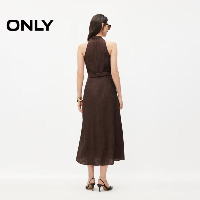 ONLY Women's V-Neck Linen-Look Belted Maxi Dress