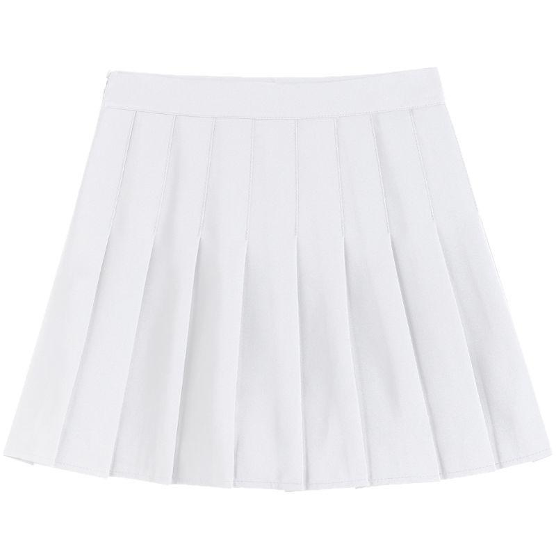 Women's High Waist White Pleated A-line Skirt for Tall Girls, Extra Long, Spring/Autumn 2025, Hip-Wrapping JK Style