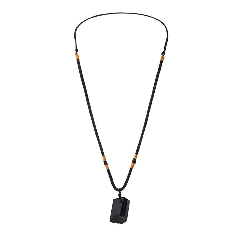 Natural Black Tourmaline Stone Necklace  Black Tourmaline Pendant