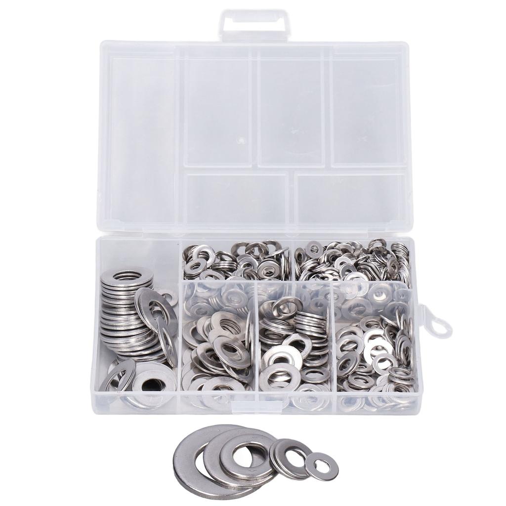 660ks Plochá podložka 304 Nerezová ocel M3 M4 M5 M6 M8 M10 Sada příslušenství pro sortiment