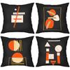 Modern Geometric Pattern Black Throw Pillow Covers Polyester Pillowcase, Sofa Decorative Cushion Cov Headboard Pillow