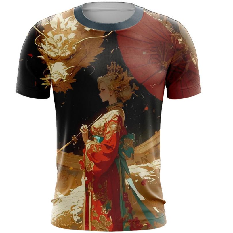 Letní ležérní pánská trička s krátkým rukávem a kulatým výstřihem s retro 3D potiskem