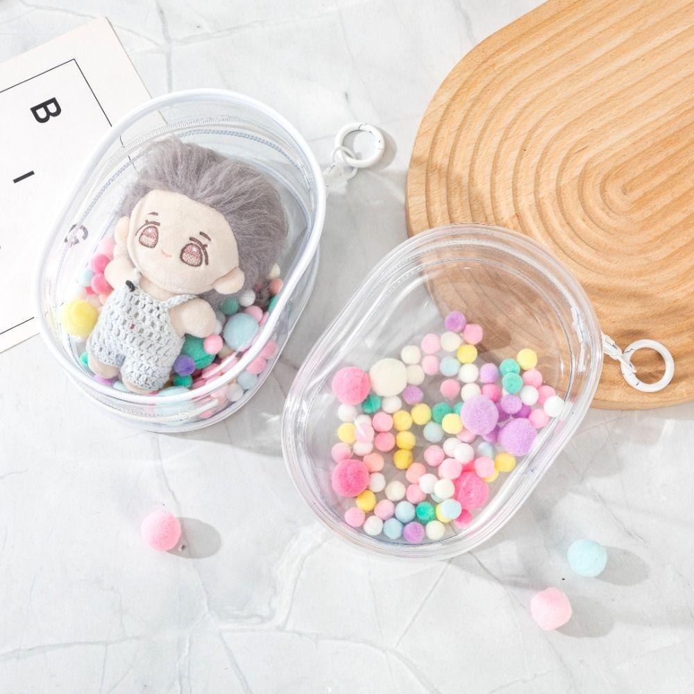 PVC Doll Transparent Walking Bag with Plush Ball Cotton Doll Storage Bag  Outdoor