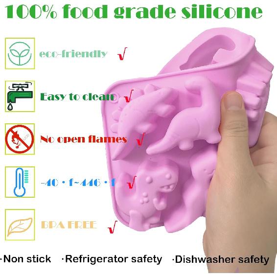 2Pcs Silicone Dinosaur Molds - Chicken Nugget, Popsicle & Chocolate Candy Maker -Non-Stick, Suitable for Children's Snacks, Parties, and Creative