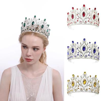High-End Autumn Hair Accessories Bridal Crown Headgear Emerald Alloy Plated Wedding Baroque Crown