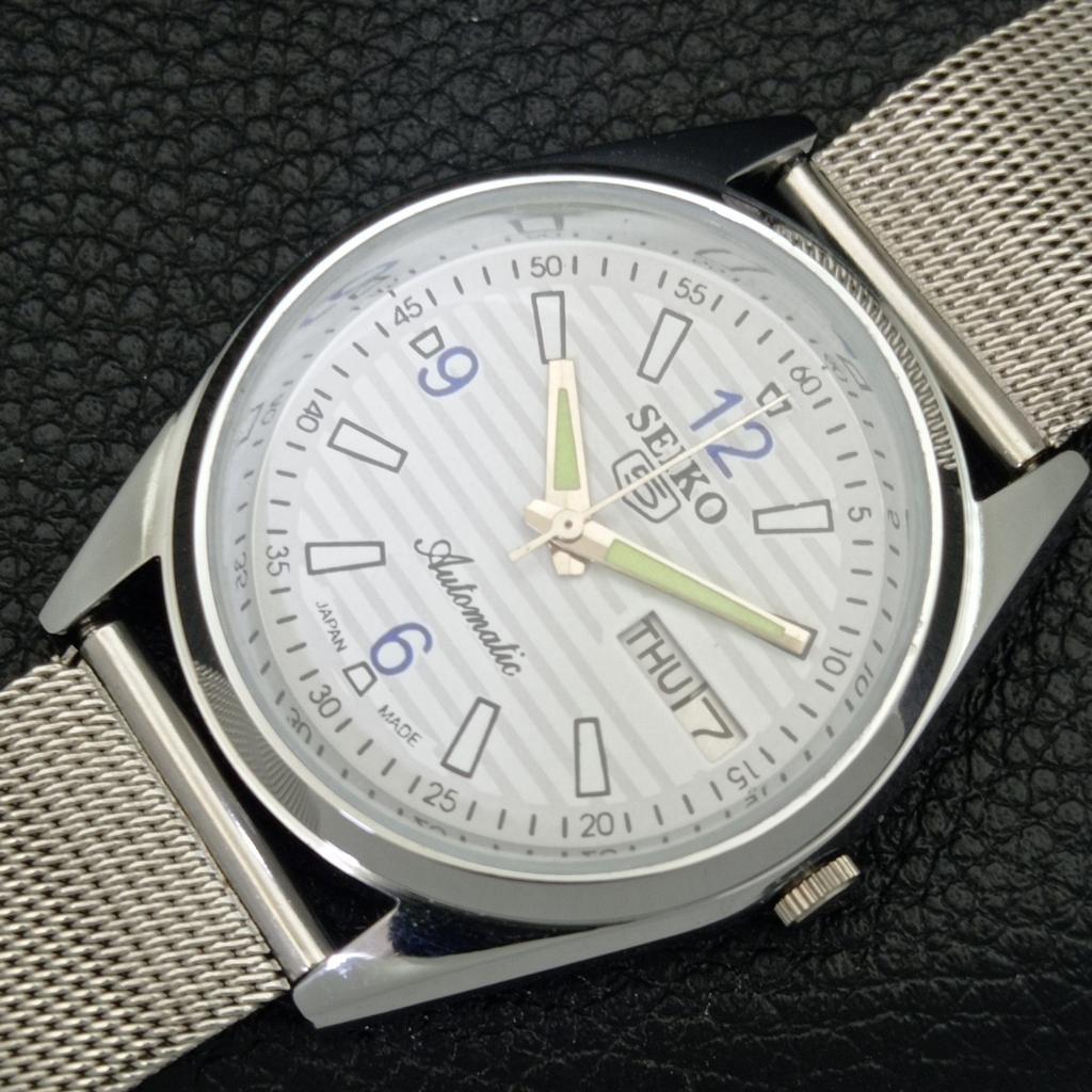 CLASSIC RESTORED SEIKO 5 AUTOMATIC JAPAN MENS WHITE COLOR DIAL WATCH a500160-2 R151a-a500160