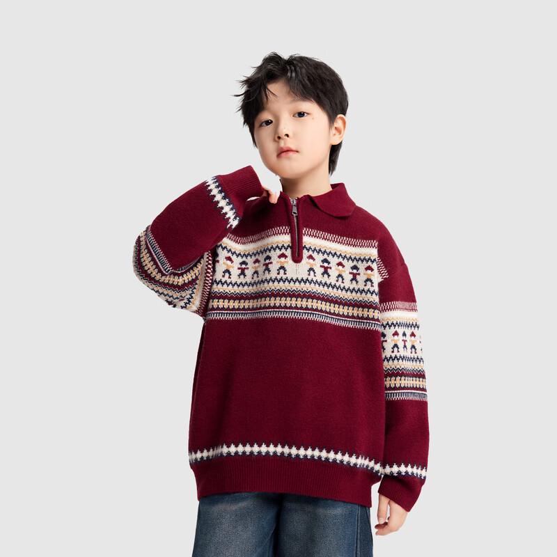 Jungen Fair Isle Strick Polo Pullover