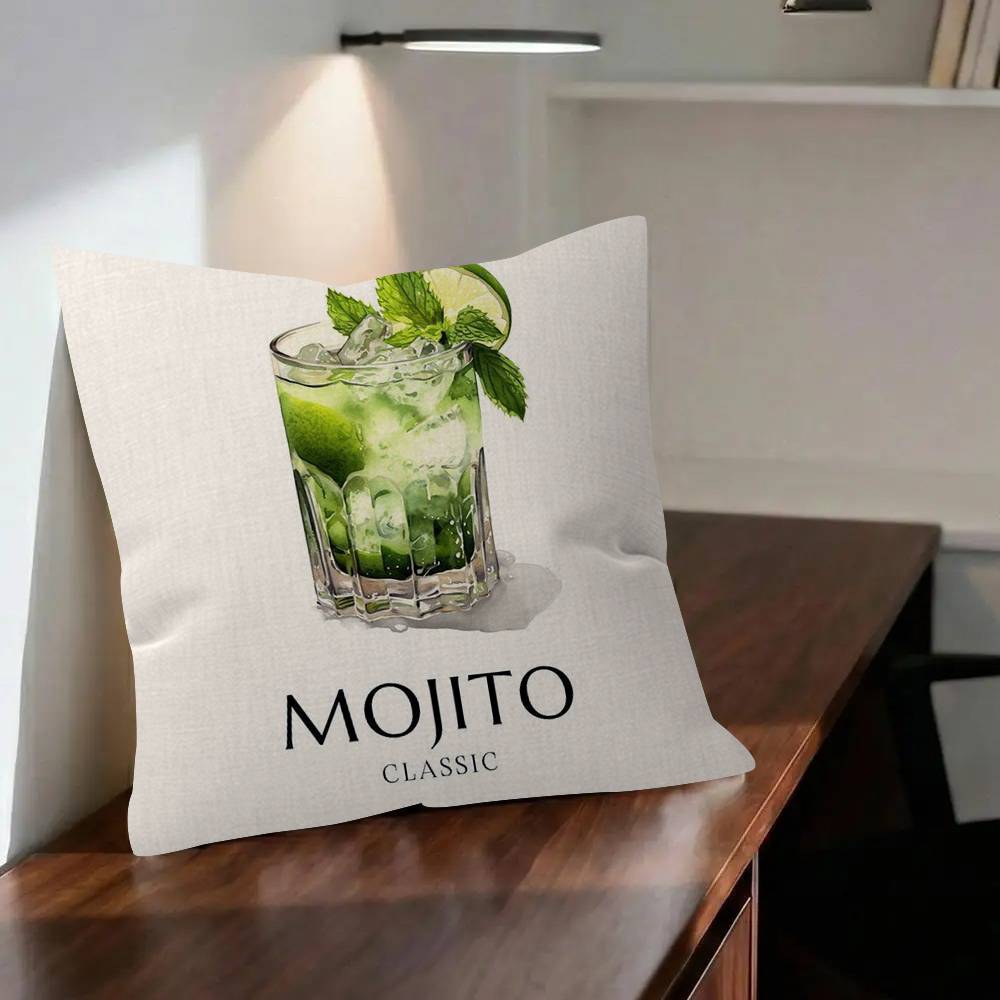Mojito Cocktail Art Cushion Cushion Cover Pillowcase Upholstery Sofa Throw Pillow Home Decor Pillowcas
