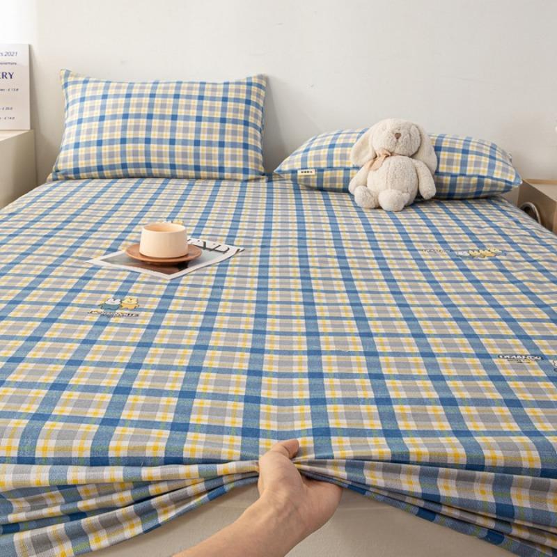 2025 New Old Coarse Cloth Printed Fitted Sheet Pure Cotton 1 Pcsfitted Sheet Protective Cover Dust Cover Non-slip Fitted Sheet