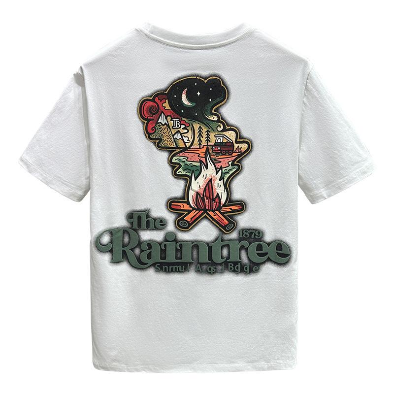 Men's Short-sleeved Dopamine Wear Half-sleeved Printed T-shirt Thin Sweat-absorbing T-shirt In Summer