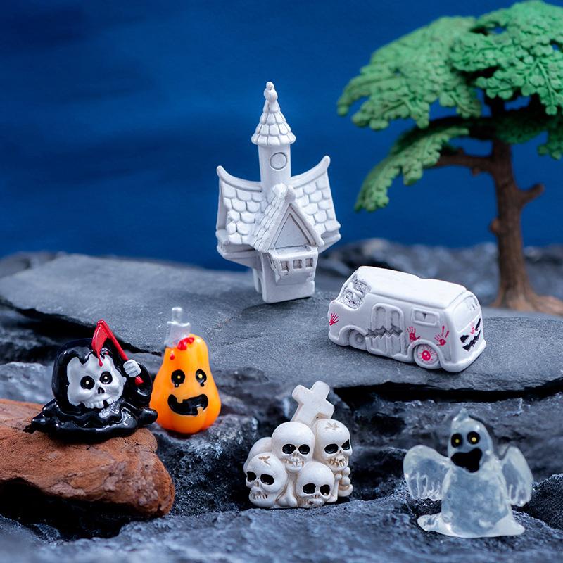 1 buc. Ornament de Halloween Micro Peisaj Decorat Accesorii Vrăjitor Fantomă Dovleac Iepure Liliac Arborele Casa Magică Ornamente din rășină