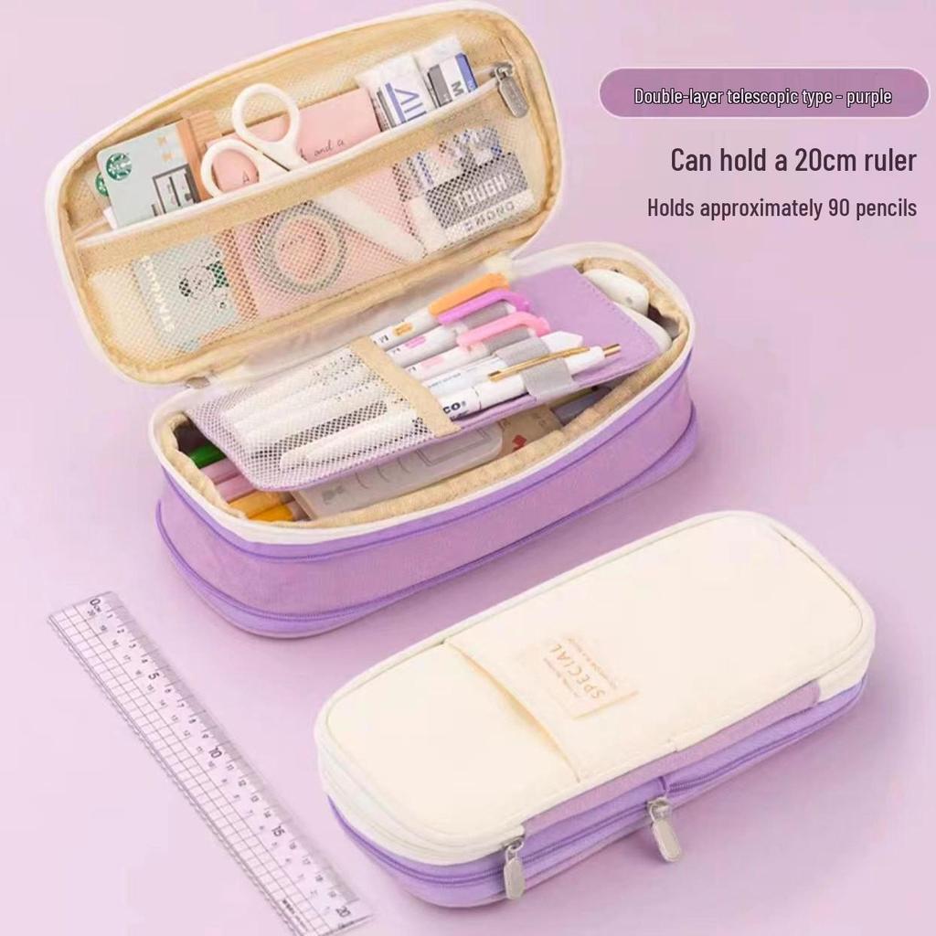 Large-Capacity Dirt-Resistant Pencil Case for Primary and Junior High School Girls - Stylish and Simple Design