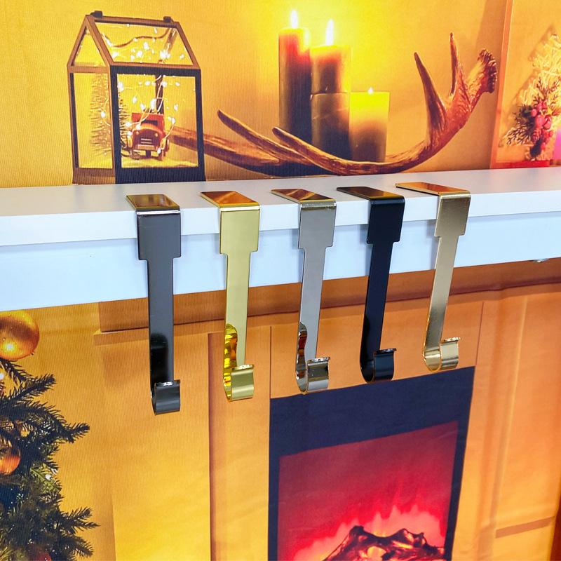 Cross-Border Christmas Stocking and Bag Hooks, Metal Fireplace Hangers, Desktop Cabinet Edge Hooks