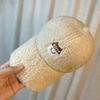 New Hat Women's Autumn and Winter Lamb's Hair Peaked Cap Cute and Versatile Baseball Cap Plush Velvet Hat Windproof and Warm