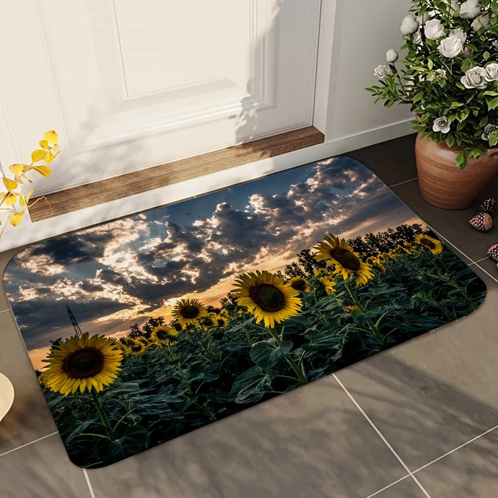 1pc Sunflower Doormats Home Carpet Bathroom Absorbent Mats Anti-Slip Mats Home Decor Supplies Carpets Home Kitchen Floor Mats