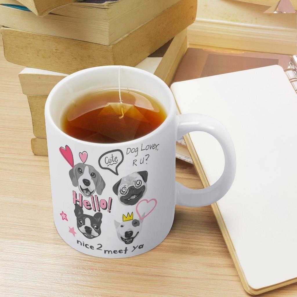 1 Förpackning 11oz Vit Keramisk Mugg Med Tryckt Konst På Båda Sidor Pålitlig Kaffekopp Idealisk För Hemma-Kontoret Dagliga Behov