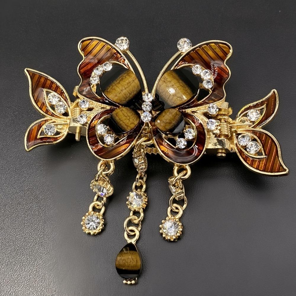 Ethnic Style Rhinestone Butterfly Hairpin Elegant Design Zircon Butterfly Hairpin  Hair Jewelry