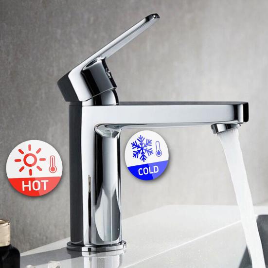 6Pcs/Set Hot Cold Sign Sticker Waterproof PVC Self-adhesive House Kindergarten Bathroom Office Water Temperature Indication Sticker Round Warning