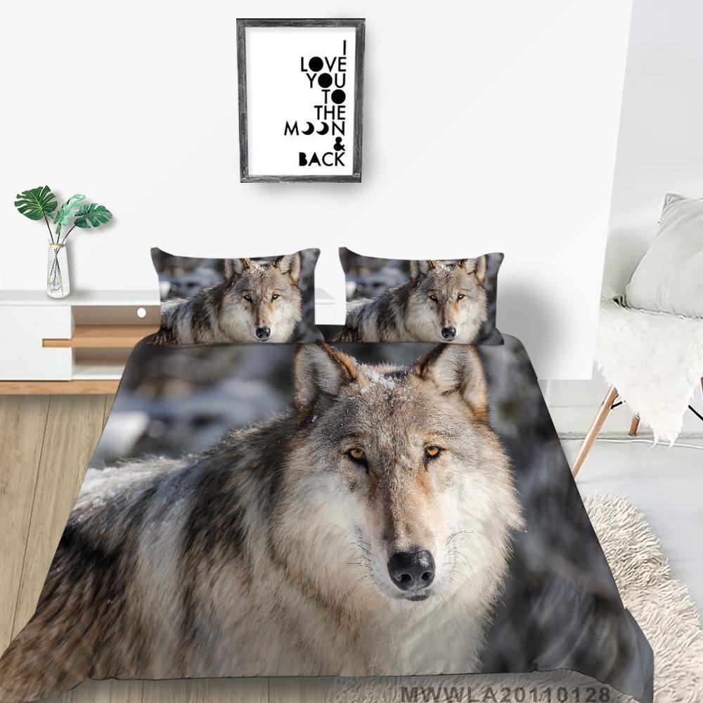 2023 New Style Wolf Printing Bedding Set Animals Duvet Cover Bed Cover Highend Pillowcase Cool Men Bedding Suit King Size Bed Set Cover