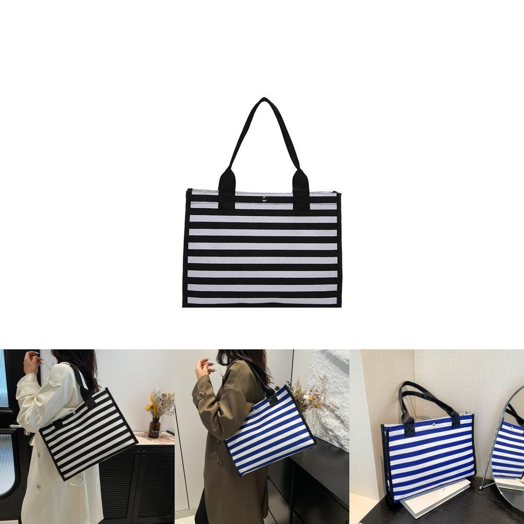 Fashionable Large Capacity Tote Bag For Women In Black Red And Blue Stylish Canvas Design